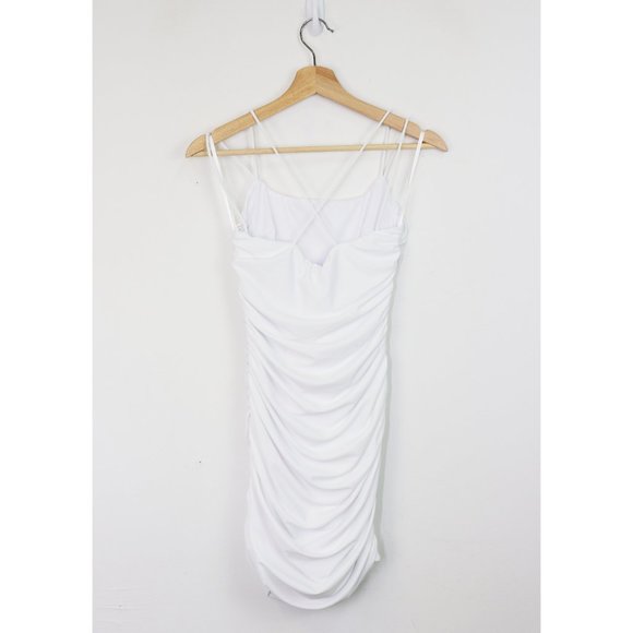 NWT superdown Lisa Ruched Mini Dress Strappy Sleeveless Bodycon White Small - Picture 5 of 9